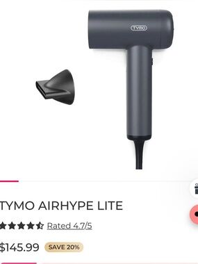 TYMO Black Hair Dryer WORKS PERFECTLY USED A FEW TIMES ORIGINALLY $145